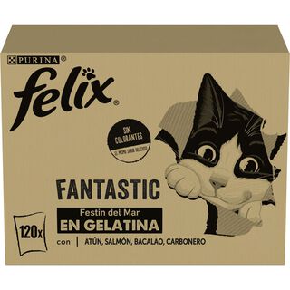 Felix Fantastic Selección de Sabores Pescado en Gelatina sobre para gatos - Multipack 120